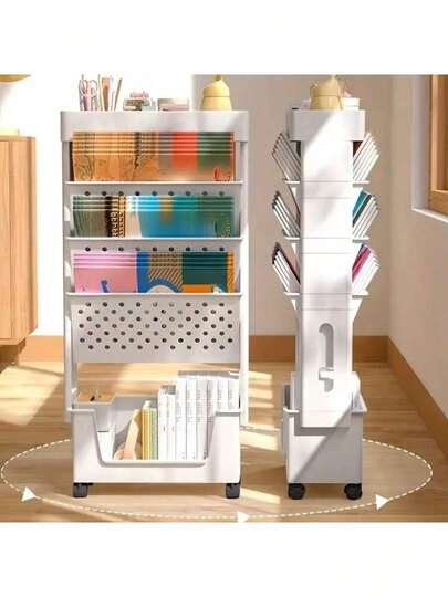 1 pieza Carrito de almacenamiento con ruedas blanco/rosa para el hogar/oficina, unidad de estantería de varios niveles, estantería de almacenamiento de alimentos, estantería móvil de uso múltiple con ruedas, adecuado para baño/oficina/lavandería/cocina/espacios estrechos, regalo de Navidad