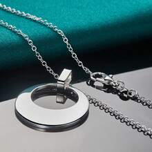 925 Sterling Silver Plated Hollow Round 16-30 Inch Pendant Necklace For Women Wedding Engagement Gift Jewelry - Silver - View 4