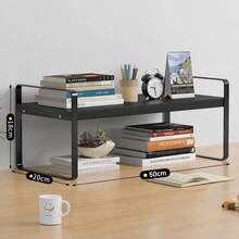 Metal Office Desk With Storage Shelves - Compact Multi-Tier Shelving Ideal For Office Supplies, Books, And Decorative Items - Rectangular Design With Minimalist Aesthetic - 洞洞板置物架雙層 白色 - 查看 6