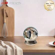 1 pieza Decoración de escritorio acrílica 2D con pareja giratoria en bola de nieve, ideal para celebraciones románticas y elegante exhibición en el hogar - A - Ver 3