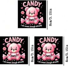 1pc/2pcs/3pcs Pink Bear Patch Heat Transfer Stickers, For DIY T-Shirt, Sweatshirt, Jeans, Hoodie, Backpack, Jacket, Handbag, Pillow - L+S - View 5