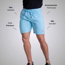 Kit Of 3 Men's Denim Twill Shorts, Premium Men's Bermuda Shorts - 白色/淺藍色/黑色 - 查看 2