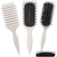 Curl Defining Brush For Textured Hair - Reduces Pulling, Creates Defined Curls (Beige) - Màu be - Xem 2