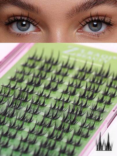 12排72簇C型卷翘猫眼假睫毛，灵动飘逸的锥形睫毛，睫毛嫁接工具，自然款，适合短睫毛，打造精致妆容，呈现自然美感，适合约会、工作、日常、派对等场合，是女性热门美妆工具。