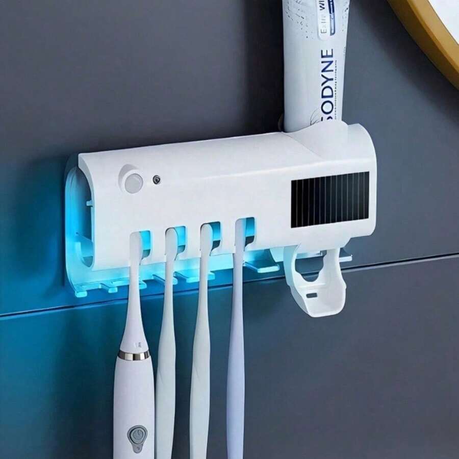 Hanging Toothbrush Holder With A Space-Saving Toothpaste Dispenser. This Convenient Organizer Can Neatly Store Toothbrushes And Toothpaste, Ensuring And Reliable Use For The Whole Family. - trắng - Xem 1