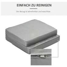 Set Of 2 Seat Cushions, 56 X 52 Cm, Fabric Cover With Zipper, 7 Cm Thick Padding, Washable, For Home, Garden, Car, Office, Sofa And Chairs, Light Grey - 1PC - View 6