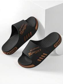 Zapatillas Gruesas Para Hombres De Suela Gruesa Adecuadas Para El Uso En Interiores Y Exteriores En Verano, Proporcionando Alta Durabilidad, Comodidad, Diseño Antideslizante Y Con Forma De Poo, Ideales Para Parejas - Negro y dorado - Ver 6