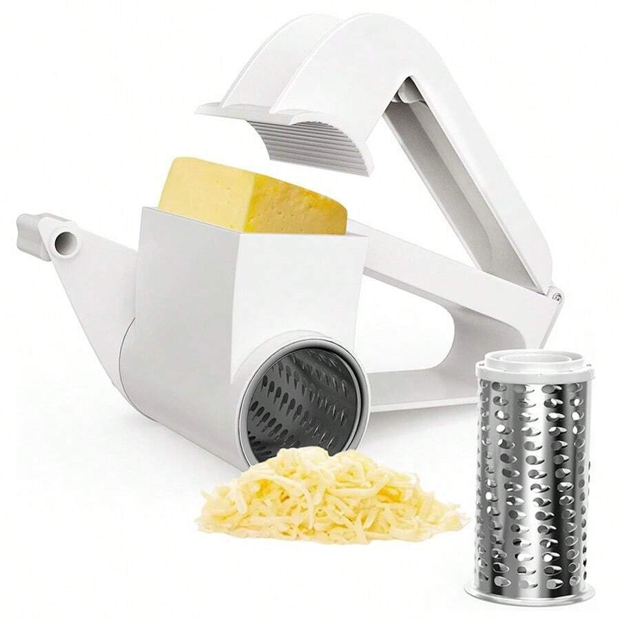 1pc Multi-Function Manual Rotary Cheese Grater, Vegetable Shredder For Potato, Carrot, Chocolate, Cheese - White - View 1