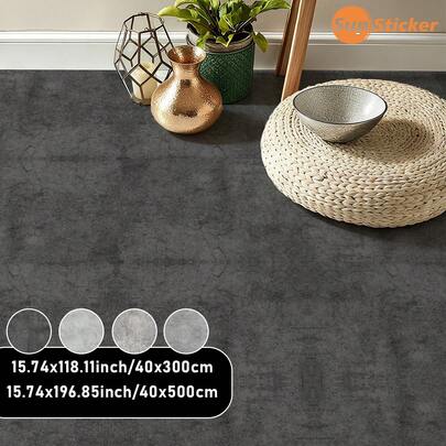 1 Roll/1 Sheet, Dark Gray & Light Gray Faux Cement Style Home Decor Sticker, Single Roll, PVC Material Self-Adhesive Floor Sticker, Easy To Peel And Stick, Waterproof And Dirt-Resistant, Suitable For Balcony, Bathroom, Wardrobe, Drawer Surface DIY Decoration, Can Be Used For Home Renovation And Beautification, 15.75X118.11/196.85inch