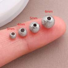 30颗磨砂圆形黄铜珠，18K镀金，3/4/5/6毫米金属球珠，散珠隔珠，适用于珠宝制作，如手链、项链、耳环等工艺品。 - 彩色 - 查看 5