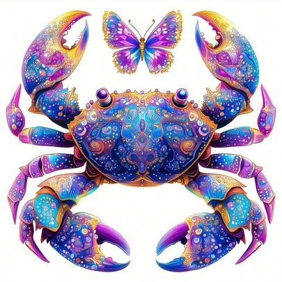 1 pieza/2 piezas/3 piezas Estampados de calor con patrón de mandala creativo, poderoso cangrejo y hermosa mariposa, adecuado para chaqueta, camiseta, bolso, sombrero, decoración de almohada
