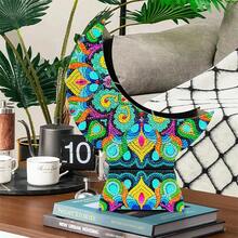 SNA 2026新款5D水钻图案DIY曼陀罗图案月牙形多空间糖果零食盘带支架水钻刺绣水果盘DIY工艺品 - 半成品-需要自己貼 - 查看 6