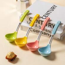 陶瓷汤匙，家用拉面勺，饮汤搅拌粥勺，长柄深圆头可爱高品质 - 黃色 - 查看 3