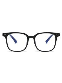 1副男士黑色方形PC框简约纯色个性化休闲时尚街头风眼镜 - 黑色 - 查看 4