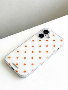 Fashionable Phone Case, Minimalist & Cute Black And White Polka Dot Pattern, Compatible With IPhone 11 To 17 Series Including Pro Max - Orange - View 3