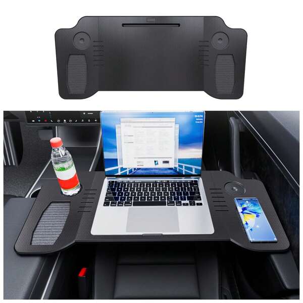 Car Laptop Desk For  Model Y Portable Car Table Food Tray Desk For Laptop Foldable Car Tray Table For Eating Travel Multipurpose Tray For Driver Accessories (Black)