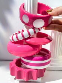 1件奢华镂空花朵手镯，玫瑰粉色多元素串珠设计，适合女性日常佩戴，是送给朋友和母亲的理想珠宝礼物。 - 多色B - 查看 1