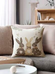 2 vỏ gối trang trí kiểu Phục Sinh, vỏ gối hình thỏ với họa tiết trứng Phục Sinh và thỏ, 100% sợi polyester không gây dị ứng, chất liệu vải lanh cổ điển, khóa kéo ẩn, có thể giặt máy, vỏ gối trang trí nhà cửa cho ghế sofa, phòng khách, phòng ngủ, không kèm ruột gối. - Nhiều màu - Xem 5