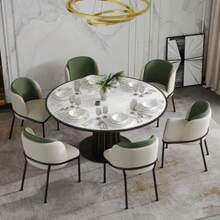 6 St Moderner Stuhl Mit Schrägstuhlbein Und Verstellbare Füße , Ideal Für Wohnzimmer, Offene Bürofläche, Esszimmer (Beige+Grün) - Green - View 4