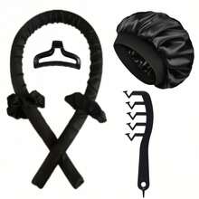 6pcs Set: No-Heat Hair Curlers + Sleep Cap + Hair Brush, Sponge Hair Rollers, Long Hair Curlers, Sleep Curlers, Shower Cap - Manual Hairstyling Tools For Regular Hair, Sleep Styling Tools, Non-Heated Sponge Hair Styling Tools - 6-piece Set - View 5