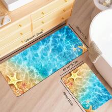 1件海洋系列浴室防滑地墊，海灘海星貝殼圖案法蘭絨地墊，適用於浴室地墊、馬桶墊、廚房地墊 - 多色2 - 查看 6