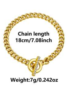 1 chiếc vòng tay bạc S925 bản dày, đính đá Cubic Zirconia, thiết kế khóa OT, thích hợp đeo hàng ngày / Món quà tuyệt vời, đựng trong hộp quà. - Vàng - Xem 3