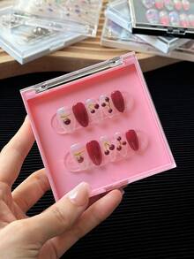 Square Handmade Nail Art Display Box, High-Clarity Plastic Flip Cover Box, Makeup & Eyelash Packaging Box, Nail Art Tool Empty Box (Excluding Nail Plates) - Multicolor - View 2