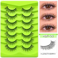 Lasvirey 7 Pairs Natural Look Soft Fake Lashes Cat Eye Lashes Wispy Criss-Cross Eyelashes Luxury Volume Full Strip Lashes Natural Air Feeling False Eyelashes,Daily Makeup&Vocation - Black - View 13
