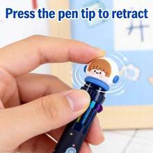 1/2支装 10/8色卡通可爱创意圆珠笔，多功能可伸缩彩色笔 - 10色圓珠筆 - 查看 2