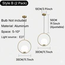 1/2pcs Modern Minimalist Luxury Gold Ring Pendant Light, White Globe Lamp Shade, Adjustable Height Ultra-Simple Pendant Lamp, E27 Lamp Base, Suitable For Home Bedroom, Cafe, Dining Room Bar, Kitchen Island, Living Room (Bulb Not Included) - Gold - View 11