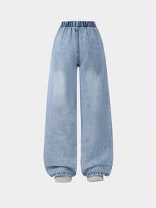 1条复古破洞牛仔裤，适合青少年女孩休闲时尚 - 彩色 - 查看 2