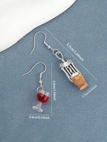 1 Pair Acrylic Bottle Opener & Wine Glass Earrings, Suitable For Celebration, Party, New Year, Birthday/Anniversary - Multicolor - View 3