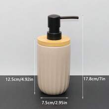 Bathroom Vanity Set, Striped Design Liquid Soap Dispenser, Lotion Dispenser Set, Toothbrush Holder, Freely Combinable, Handmade Ceramic Bathroom Accessories Set, Bathroom Ensemble - Khaki - View 12