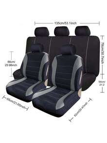 Funda para asiento de coche de tela de poliéster transpirable, ajuste universal para la mayoría de coches, SUV y camionetas - Conjunto completo - Ver 12