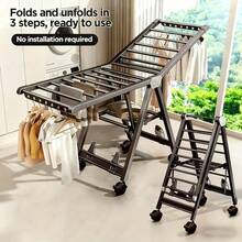 Wäscheständer - Doppellagige, faltbare Wäscheleine + kein Aufbau erforderlich - Übersicht 11