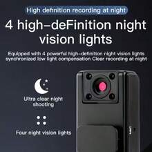 1pc 1080P Full HD Mini-Camera, Portable Digital Video Recorder, With Infrared Night Vision Function, 180-Degree Wide-Angle Lens, Support For TF Card Storage, Support For USB Charging, Equipped With Long-Term Rechargeable Battery, Suitable For All Kinds Of People Shooting Scenes, Outdoor Small Cameras, Suitable For Outdoor Activities Such As Travel And Sports. - Black - View 12