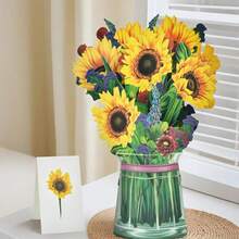 Valentine's Day Greeting Card Pop Up Cards, Rose Lilies & Lupines Paper Flower Bouquet Greeting Cards With Blank Note Card & Envelope, Birthday Gifts For Women - A - View 3