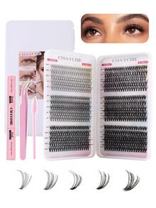 600/570pcs Individual Lashes, D-Curl Volumizing Mixed Styles False Eyelashes Extension Kit With Glue, Tweezer, Brush, 8-18mm Feathery Lashes, Suitable For Beginners DIY At Home, Suitable For Daily, Wedding, Party, Outdoor, Travel, Holiday Occasions - White - View 7
