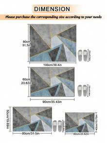 1pc Outdoor Anti-Slip Mat, Geometric Print Indoor Carpet, Bathroom Mat, Kitchen Mat, Decorative Carpet, Soft & Comfortable Multi-Purpose Carpet, Machine Washable For Kitchen, Indoor, Outdoor, Entrance, Bedroom, Home Decor - Grey - View 3