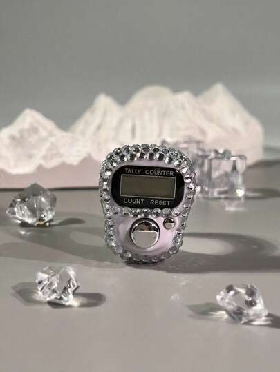 Rhinestone Decorated Tasbih Ring Counter For Ramadan Prayer, Ramadan Tasbeeh Electronic Digit Counter, Multi-Color Finger-Operated Display Counter With Reset Button, Adjustable Size, Suitable For Warehouse Counting, Events, Daily Religious Practices, Festival Gifts, Fashion Accessory