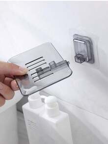 1 pieza Jabonera de plástico transparente autoadhesiva, adecuada para el baño - multicolor - Ver 6