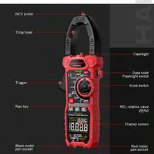 HT208 数字钳形表万用表高精度真电容NCV欧姆赫兹测试仪 - 紅色 - 查看 4