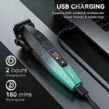 1个Hatteker男士电动理发器，智能数字显示屏理发器，沙龙级理发剃须刀 - 彩色 - 查看 4