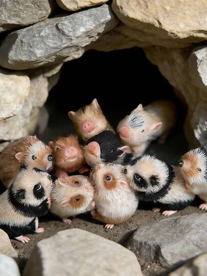 1pc 5 Inches Cuddly Piglet, Panda & Hamster Reborn Animal Doll Handmade Realistic Solid Silicone Newborn Animal Cub Lovely Tiny Baby For Children Birthday Gifts/Collection