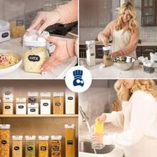 zxxBluelander uego de 7 Recientes ermeticos para Alimentos Organizacion de Cocina Alacena Sin BPA No Toxicos Etiqus de Identcacion Lavable 4 Tamaños mente b Blanco 7organizador de cocina - Blanco - Ver 5