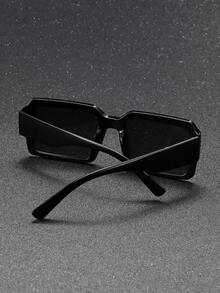 Kacamata Fashion Gaya Jalanan Persegi Panjang, Plastik Kasual Dekoratif untuk Pemakaian Sehari-hari, Unisex - Hitam - View 3