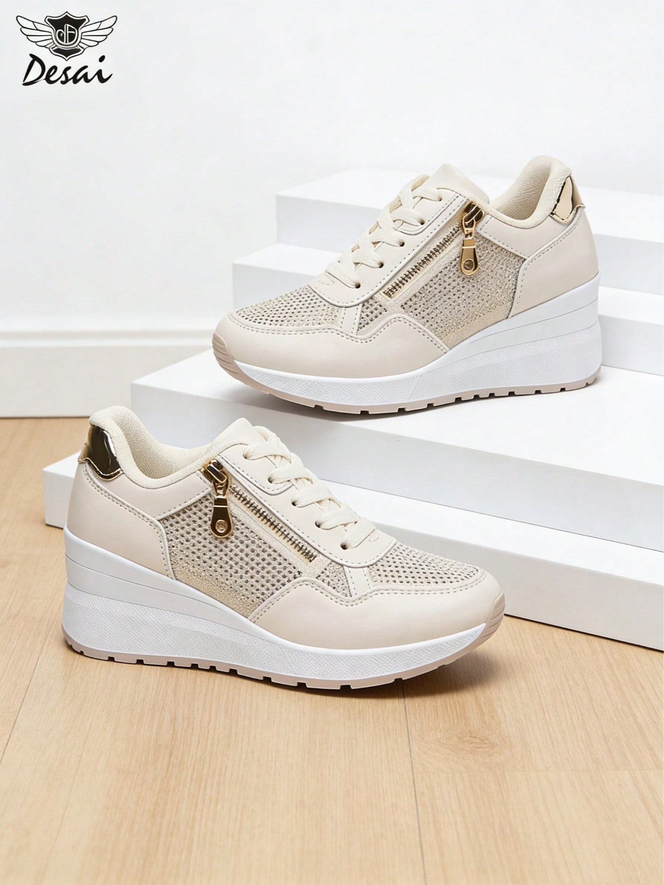 DESAI أحذية رياضية نسائية عصرية مزينة بالراين ستون...