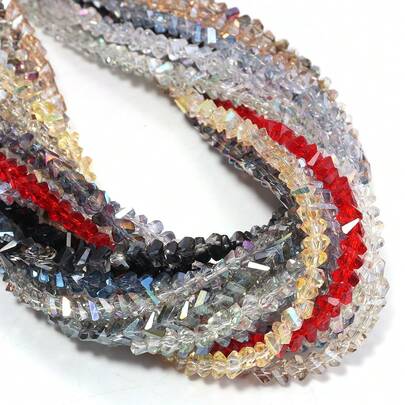 1串4毫米小号不规则玻璃珠，DIY工艺材料，可用于制作珠宝、项链、手链、耳环、钥匙扣、配饰，也是节日和情人节的礼物之选。