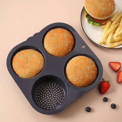 4/6/7/8/12 Holes Silicone Hamburger Bun Mold, Suitable For Mini Cakes, Breads, Patties, Brownies, Heat-Resistant Manual Baking Mold, Applicable For Birthday, Party, Couples, Valentine's Day, Holiday Atmosphere
