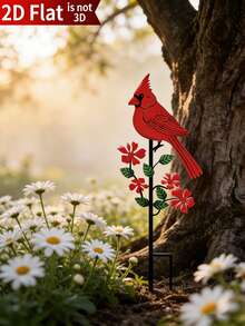 1个红色红雀金属花园插牌，户外装饰鸟类雕塑，庭院艺术品，适用于花盆、小径、露台、草坪、后院，可作纪念礼物。生动的红色红雀花园插牌艺术摆件，户外雕塑装饰插牌，送给妈妈和爱鸟人士的防水露台门廊庭院装饰，独特的乔迁礼物，送给爱鸟人士和园丁。 - 多色 - 查看 9